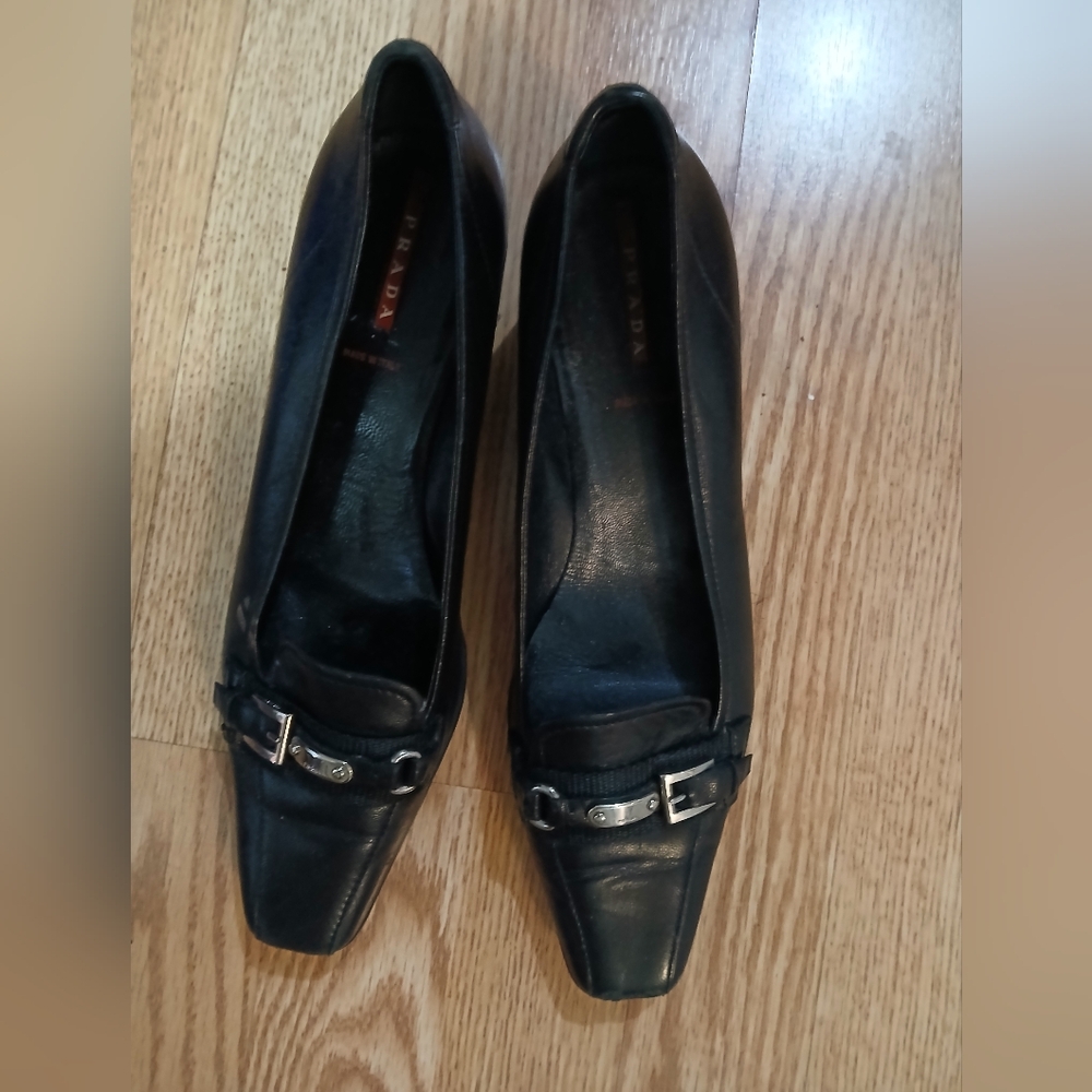 Prada Black Leather Heels